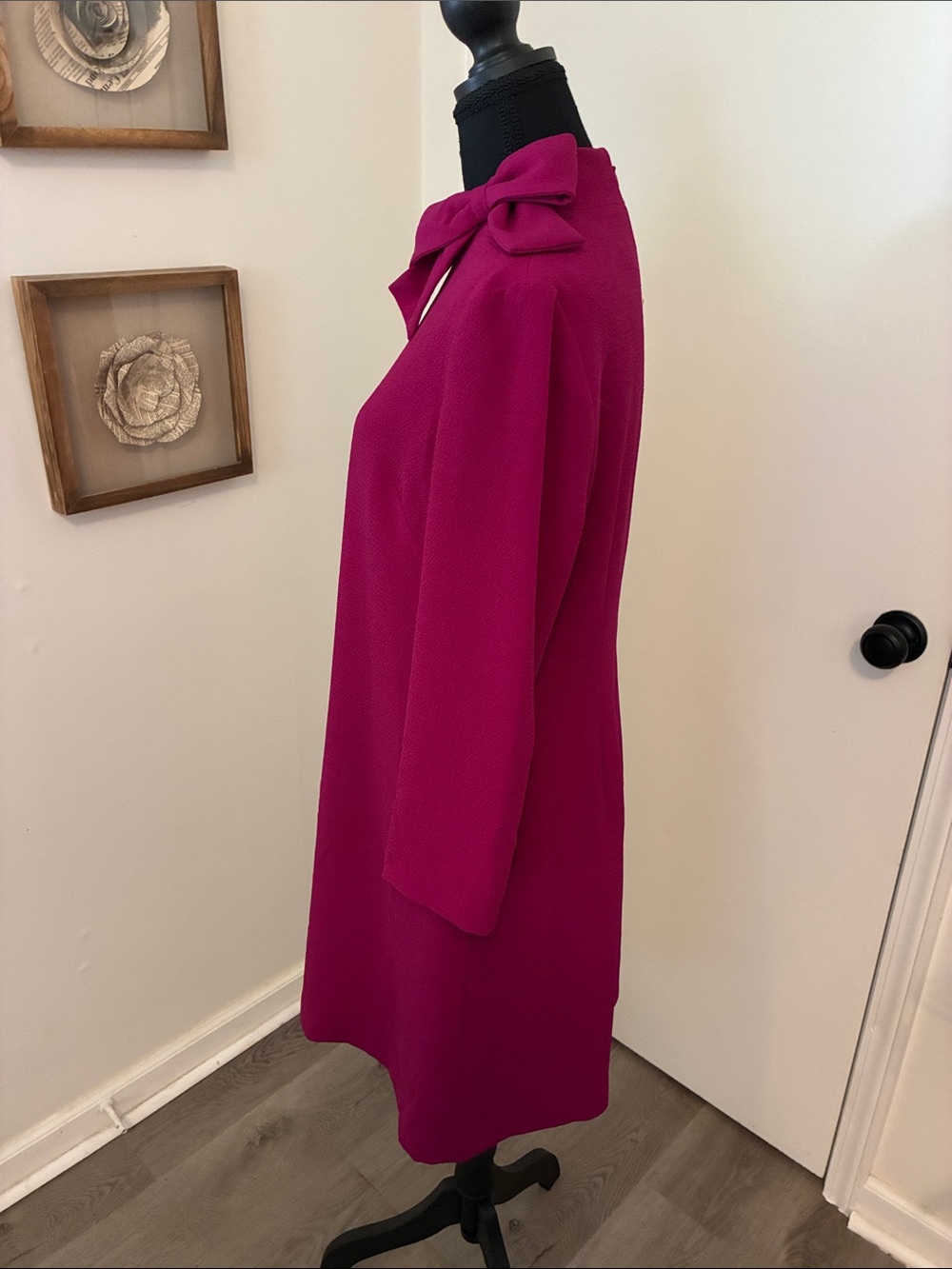Eliza J Bow Neck Crepe Shift Dress Pink - Picture 4 of 5